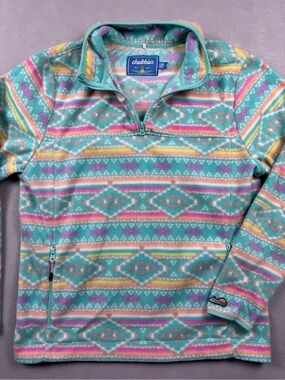 Chubbies Sweater Men's XL Green Aztec Print Fleece 1/4 Quarter Zip Pullover